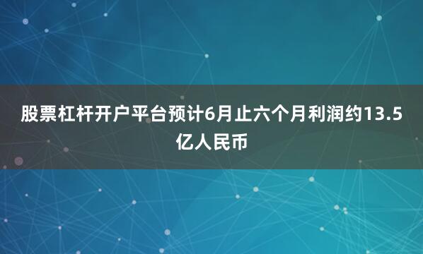 股票杠杆开户平台预计6月止六个月利润约13.5亿人民币